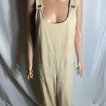 Chouyatou Women’s Beige Cotton Overalls Jumpsuit Romper Small Pockets Casual Photo 0