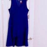 Vince Camuto  Royal Blue Dress Asymmetric Hem Midi Cocktail Plus Size 18 NWT $158 Photo 7