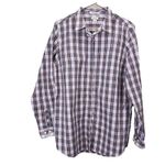 LL Bean Red White Plaid Long Sleeve Pinpoint Oxford Button Shirt Size LARGE Photo 2