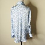 ZARA  Light Blue and White Satin Animal Print Blouse Photo 5