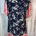 Motherhood Maternity Floral Wrap Dress Navy/Pink Sz Large | MSRP $50 Photo 0