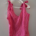 Women's Medium/Large Ruffle Babydoll Top Pink Bow 🎀 Sleeve Tie At The Shoulder Photo 0