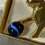 Gold Cat with Blue Jewel Brooch. Photo 2
