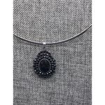 None Silver Tone Collar Necklace &2 Black Pendants Oval & Cross Whimsigoth Witchy 18" Photo 6