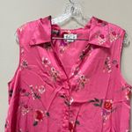 Vintage Pink Satin Floral Nightgown Slip Dress Button Front Large Photo 2