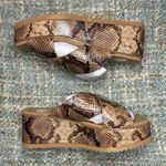 Yellow Box Jodee Snakeskin Print Platform Slip On Sandals in Taupe Photo 6