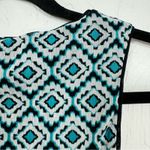 Kay Unger  Printed Ruched Mini Bodycon Dress XS Teal Black & White Y2K Baddie Photo 3