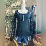 Free People New with tags  Josie Floral Lace Sleeve Ruched Side Top Photo 5