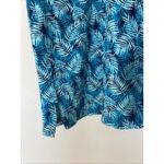 Lands' End Teal Blue Allover Tropical Palm Hawaiian Polo Shirt Womens 2X 20W-22W Photo 1