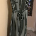 Medium Olive Green Button Down Jumpsuit Photo 0