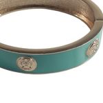 ELIZABETH JULES TIFFANY TEAL BLUE MINT GREEN CLAM CUFF ENAMEL GOLDTONE BRACELET Photo 2