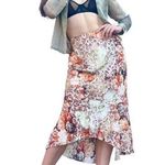 Vintage 90s B.Moss Fairy Grunge Renaissance Floral Printed Trumpet Midi Skirt 10 Photo 0