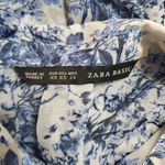 ZARA  Basic White & Blue Floral Sheer Button Down Shirt (XS) Photo 4