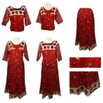 American Vintage Handmade 1980's red top and matching skirt size small Photo 1