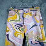 ZARA Jeans Womens Abstract Swirl Pants Size 8 Multicolor Retro Y2K Groovy Boho Photo 3