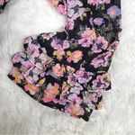 Free People  Maybel Sheer Floral Tie Front Peplum Top Crop Black‎ Pink Small New Photo 8