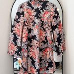 ZARA Oriental Dress Mock Neck Asian Print Photo 0