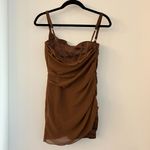 Oh Polly  Lunara Draped Corset Mini Dress in Chocolate Brown Size 2 NWT Photo 6