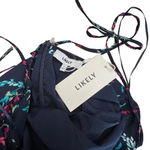 Likely NWT‎  Rowley Mini Navy Floral Ruched Ruffle Square Neck Dress Women's 2 Photo 3