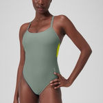 Speedo Women's Solid Racerback One Piece Soft Olive Size Large NWT $82 Photo 0