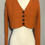 Urban Outfitters XS Burnt Orange Rose Ribbed Crop Cardigan Sweater Photo 0