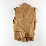 BLANK NYC Suede Leather Moto Zip Up Sleeveless Vest Camel Brown Small Photo 5