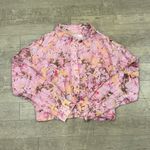 We The Free Free People  Pink Floral Linen Cropped Shirt Jacket Shacket XL Photo 1