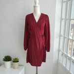 Old Navy  Red Plaid Wrap Holiday Dress Size Medium Tall Photo 1