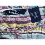 Life Style Striped Button Up Long Sleeve Multicolor Shirt Size 1X Boho Hippie Pink Photo 4