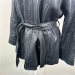 wilson's leather  Vintage Jacket Womens Large Black Full Zip Belted Edgy Chic Photo 4