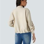 Halara NWT  Stand Collar Roll Tab Inside Drawstring Hem Zip Casual Jacket Photo 1