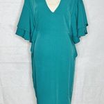 Lavish Lice Lavish Alice Size 6 Teal Deep V-Neck Butterfly Sleeve Sheath Dress NWT Lined Photo 0