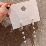 New Trend Simulated Pearl Women's Long Earrings White Round Pearl Wedding Pendant Earrings Korean Fashion Jewelry Earrings Photo 0