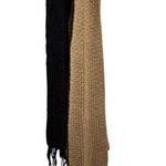 Mixit 2 pc 8ft Long hand knit black & Creme brown scarf Photo 0