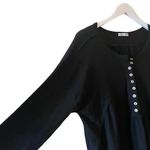 Sweet Romeo  Waffle Knit Oversized Henley Tunic Top in  Optic Black Size 1X Photo 4