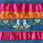 Vintage 90s Country Casuals Embroidered Love Dove Ribbon Denim /jean Maxi Dress Blue Size undefined Photo 4