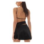 Are You Am I Mini Skirt 100% Silk Wrap Tie Leija Size XS Black Photo 7