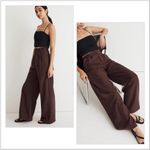 Madewell  Harlow Wide Leg Pleated Pants Chocolate Raisin Tencel Linen Sz 10 NWT Photo 2