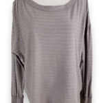 Anthropologie Womens Top Sz M Gray Striped Long Sleeve Buttons Boat Neckline Photo 0