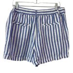 Nicole Miller 100% Linen Lightweight Striped Shorts L Patch Pockets Resort Wear Photo 6