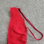 Hollister Womens Bikini Top Small Red Ribbed Square Neck Spaghetti Strap Bandeau Photo 10