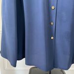 Patrick Christopher Dark Blue 100% Silk Band Collar Gold Button Blouse 18W Photo 5