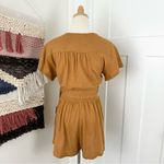 Free People  Fauna Jersey Knit Wrap Romper Short Sleeve Mustard Size XS NWT Photo 7