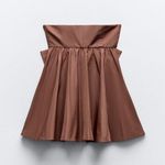 ZARA dress brown mini bow sleeveless ruffle bohemian wedding summer vacation Photo 7