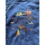 Cabin creek  Denim‎ Farm Animal Barn Embroidered Button Down 22W Plus Women Shirt Photo 3