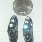 Vintage Dark Gray Black Metal CZ Rhinestone Clip On Earrings Photo 7