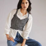 Anthropologie ✨ Mare Mare X Tweed Crop Tank Black White XS Photo 0