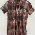 Daytrip Top Womens Size Sm Brown Tie Dye Y2K Button Edgy Grunge Punk Y2K Boho Photo 0