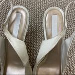 BCBG MAXAZRIA SATIN CREAM JEWELED PEEP TOE HEELS Photo 9