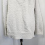 A New Day White Fuzzy Pullover V Neck Sweater Photo 2